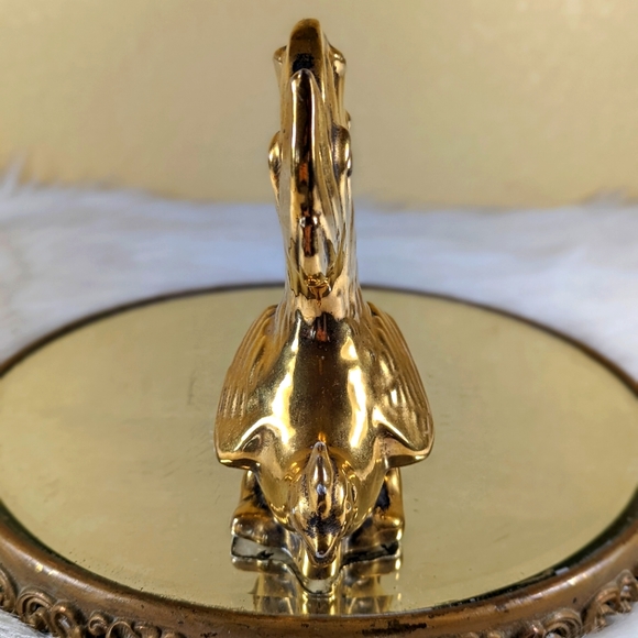 Ceramic Rooster Studio Art Vintage Gold Encrusted MCM Cir 1950's or 60's - Picture 7 of 7